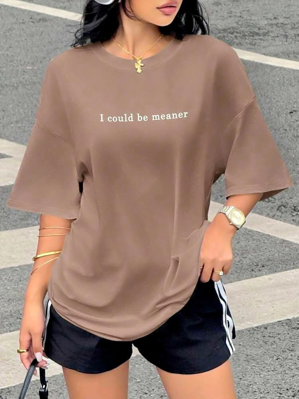 SHEIN Plus Oversized Slogan Tee